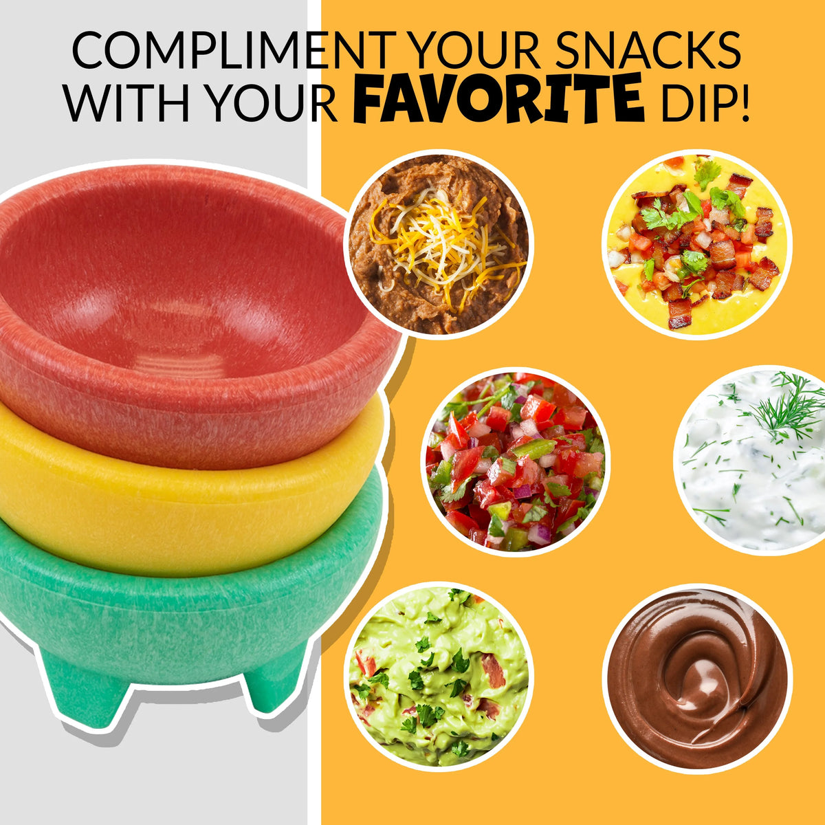 3-Piece Salsa Bowl Set in Yellow, Green & Red X62827
