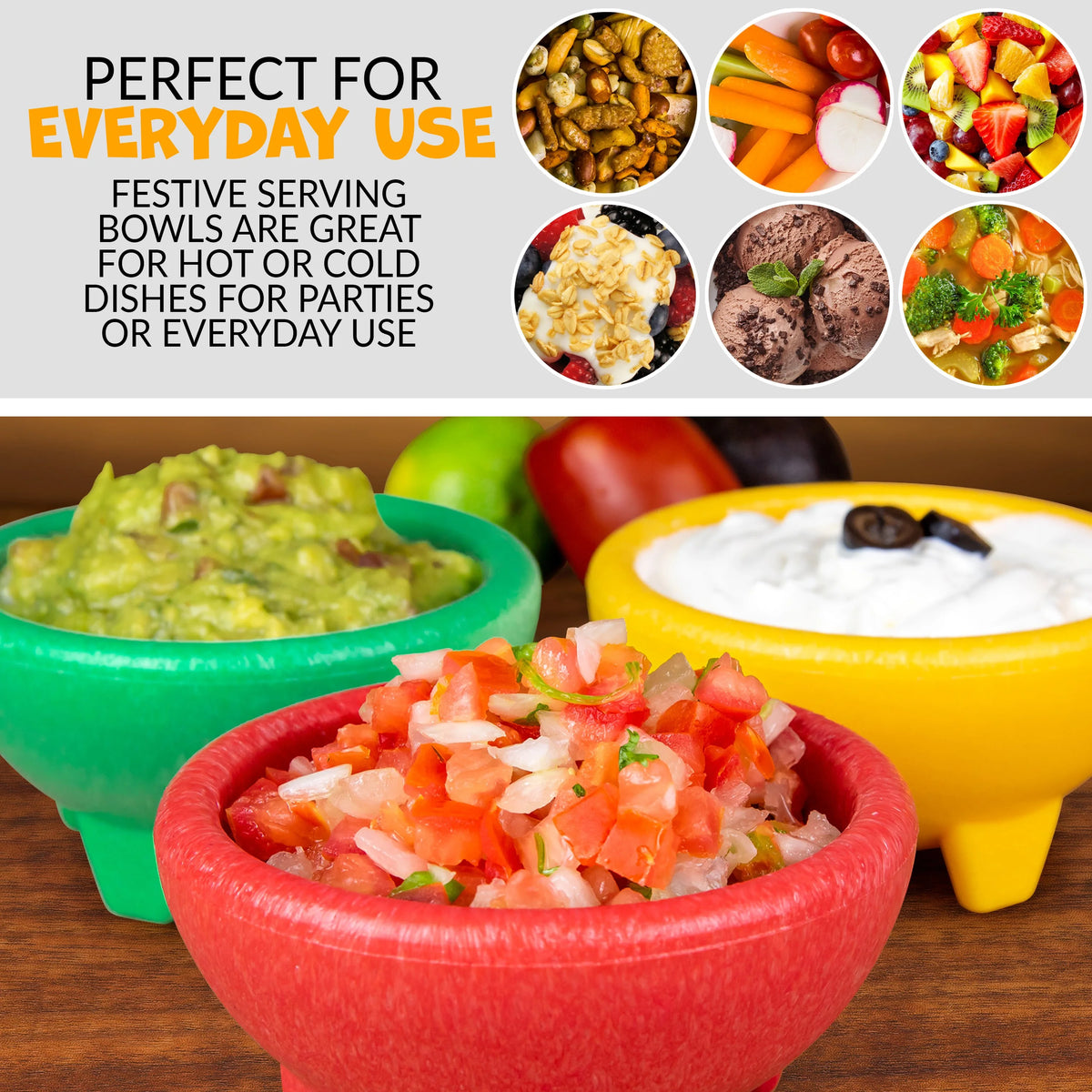 3-Piece Salsa Bowl Set in Yellow, Green & Red X62827