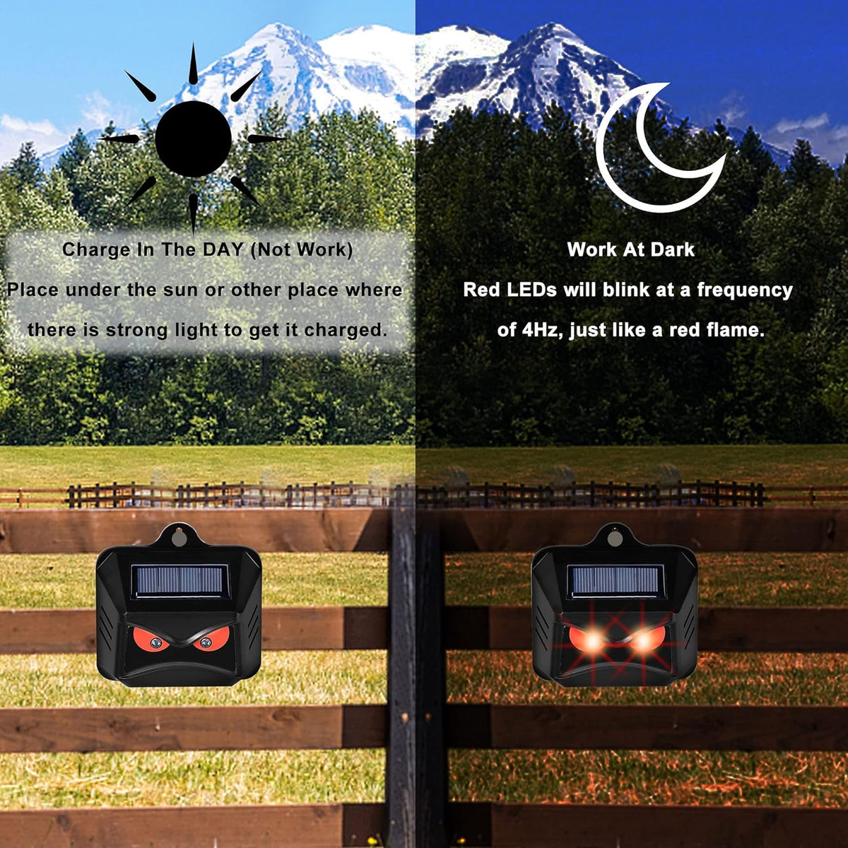 Solar Powered Animal Repeller with Red LED Lights C73983