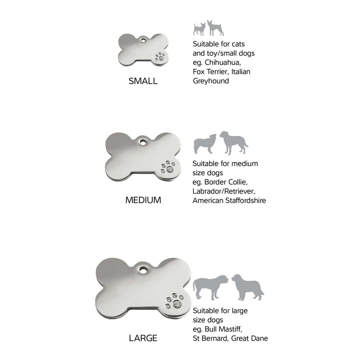Diamante Pet ID Tag Bone K652
